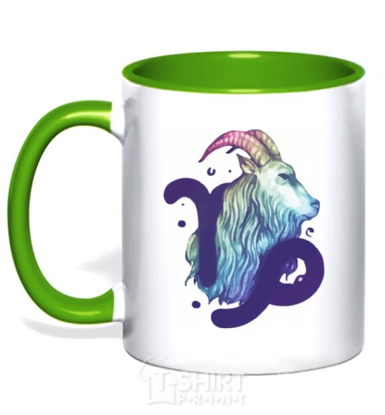 Mug with a colored handle Capricorn zodiac sign kelly-green фото