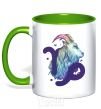 Mug with a colored handle Capricorn zodiac sign kelly-green фото