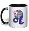 Mug with a colored handle Leo zodiac sign black фото