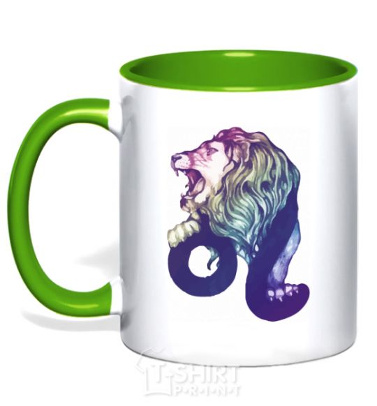Mug with a colored handle Leo zodiac sign kelly-green фото