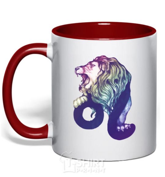 Mug with a colored handle Leo zodiac sign red фото