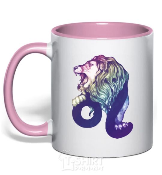Mug with a colored handle Leo zodiac sign light-pink фото