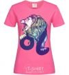 Женская футболка Лев знак зодиака Ярко-розовый фото