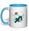 Mug with a colored handle Sagittarius zodiac sign sky-blue фото