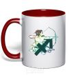 Mug with a colored handle Sagittarius zodiac sign red фото