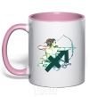 Mug with a colored handle Sagittarius zodiac sign light-pink фото