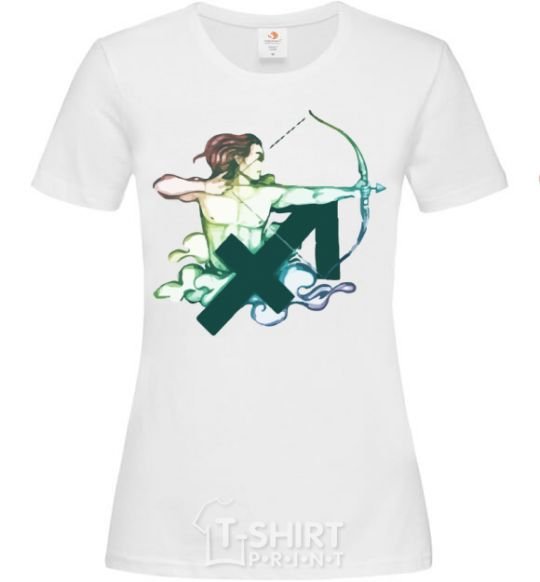 Women's T-shirt Sagittarius zodiac sign White фото