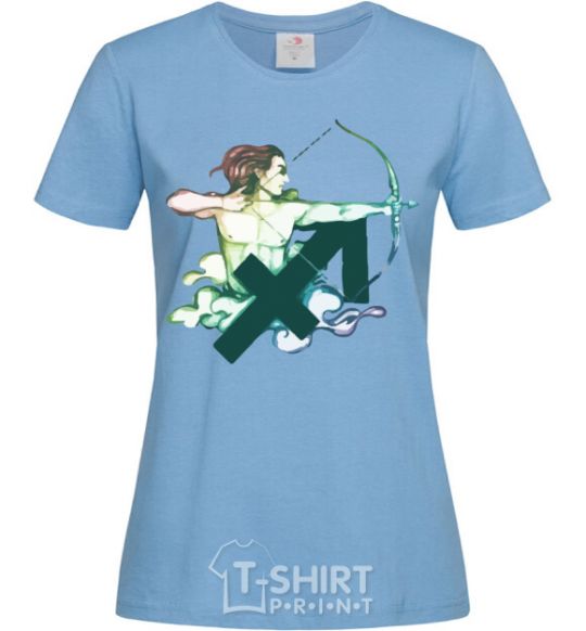 Women's T-shirt Sagittarius zodiac sign sky-blue фото