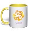 Mug with a colored handle Capricorn yellow фото