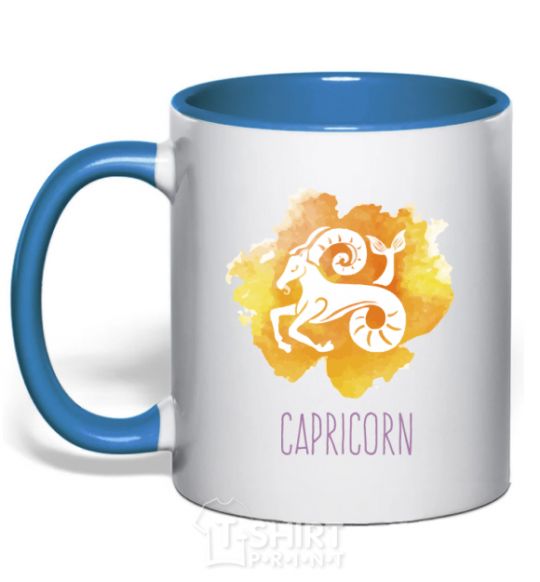 Mug with a colored handle Capricorn royal-blue фото