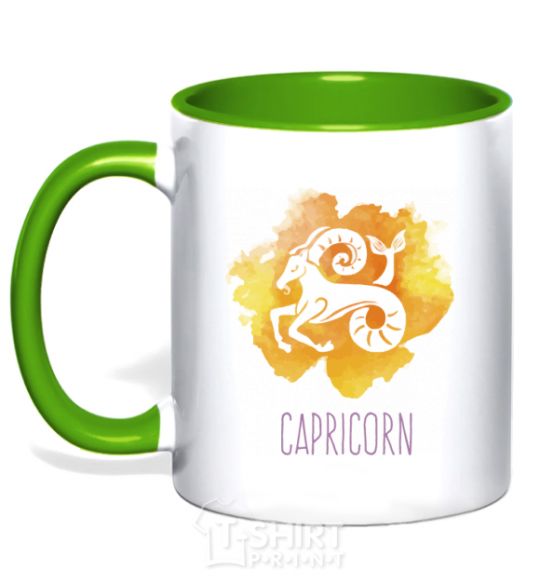 Mug with a colored handle Capricorn kelly-green фото