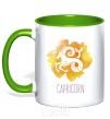 Mug with a colored handle Capricorn kelly-green фото