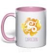 Mug with a colored handle Capricorn light-pink фото
