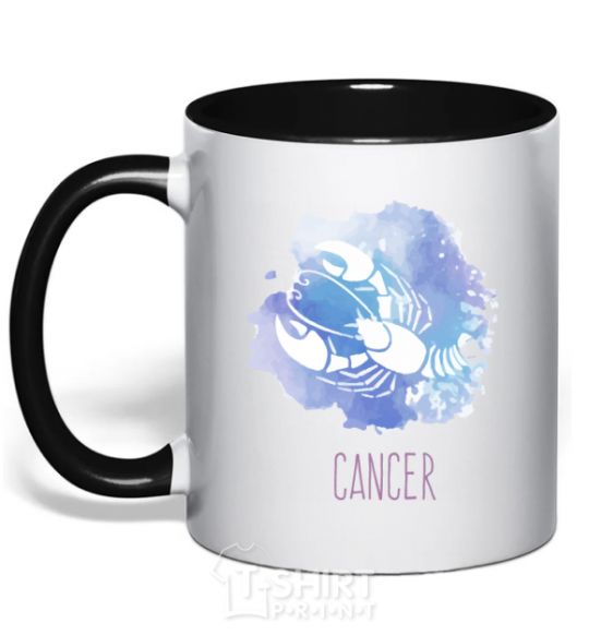 Mug with a colored handle Cancer black фото