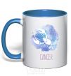 Mug with a colored handle Cancer royal-blue фото