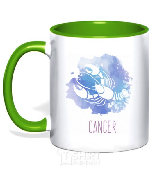 Mug with a colored handle Cancer kelly-green фото