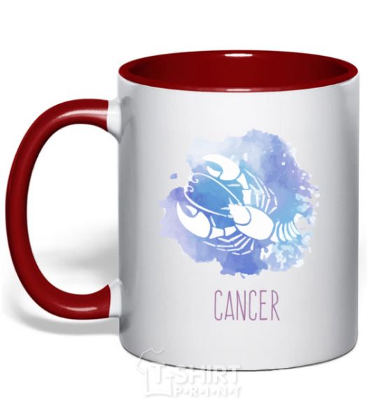 Mug with a colored handle Cancer red фото