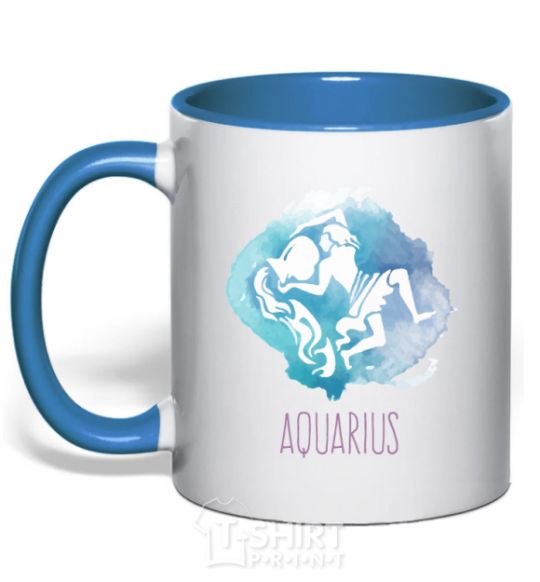 Mug with a colored handle Aquarius royal-blue фото