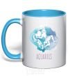 Mug with a colored handle Aquarius sky-blue фото