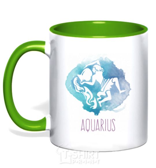 Mug with a colored handle Aquarius kelly-green фото