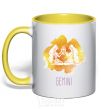Mug with a colored handle Gemini yellow фото
