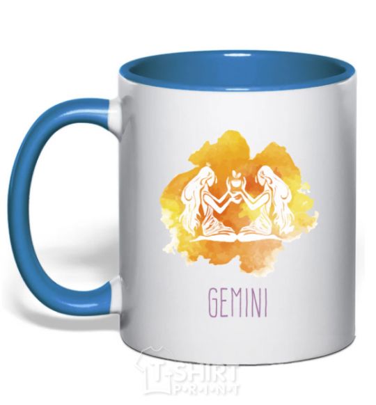 Mug with a colored handle Gemini royal-blue фото
