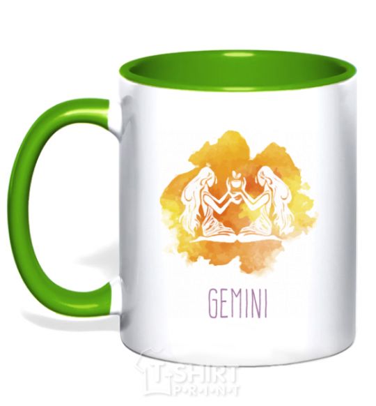Mug with a colored handle Gemini kelly-green фото