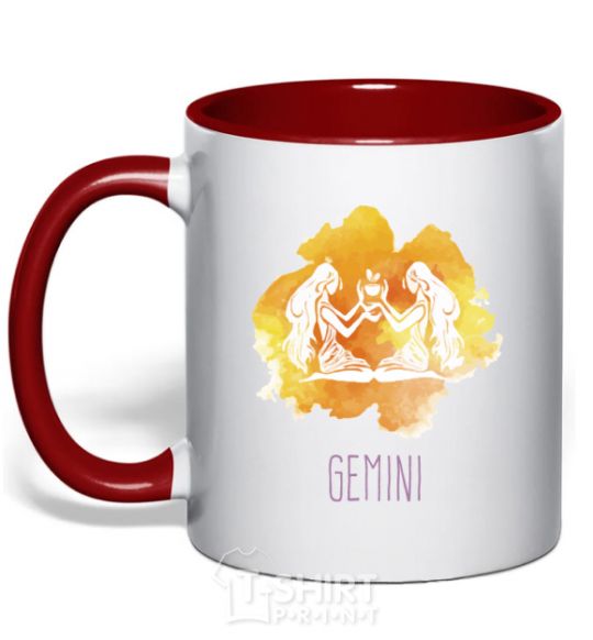 Mug with a colored handle Gemini red фото