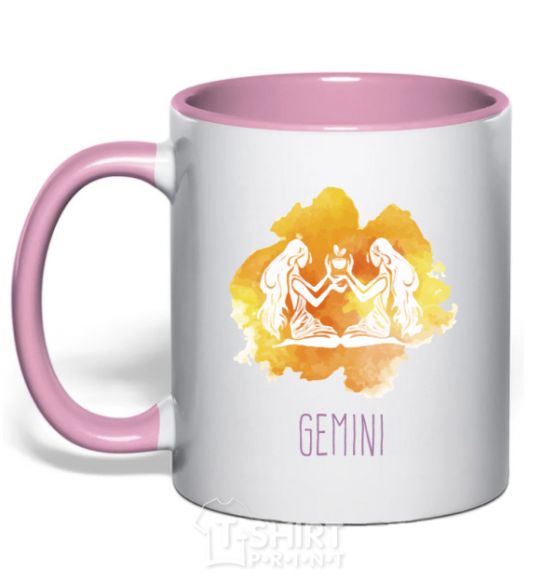 Mug with a colored handle Gemini light-pink фото