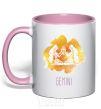 Mug with a colored handle Gemini light-pink фото