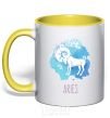 Mug with a colored handle Aries yellow фото