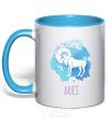 Mug with a colored handle Aries sky-blue фото