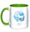 Mug with a colored handle Aries kelly-green фото