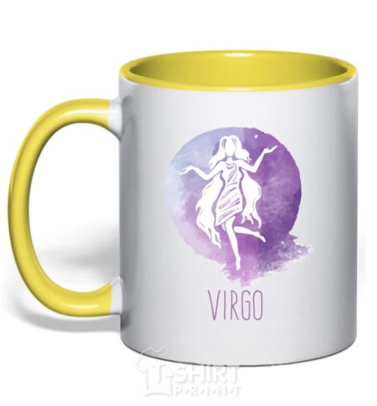 Mug with a colored handle Virgo yellow фото