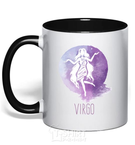 Mug with a colored handle Virgo black фото