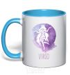 Mug with a colored handle Virgo sky-blue фото