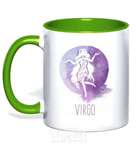 Mug with a colored handle Virgo kelly-green фото