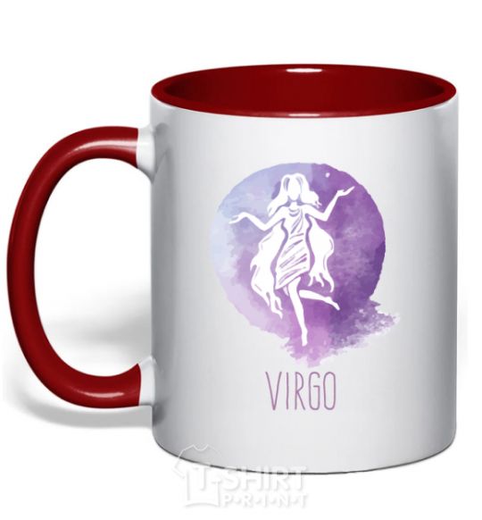 Mug with a colored handle Virgo red фото