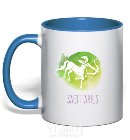 Mug with a colored handle Sagittarius royal-blue фото