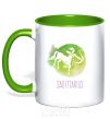 Mug with a colored handle Sagittarius kelly-green фото