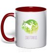 Mug with a colored handle Sagittarius red фото