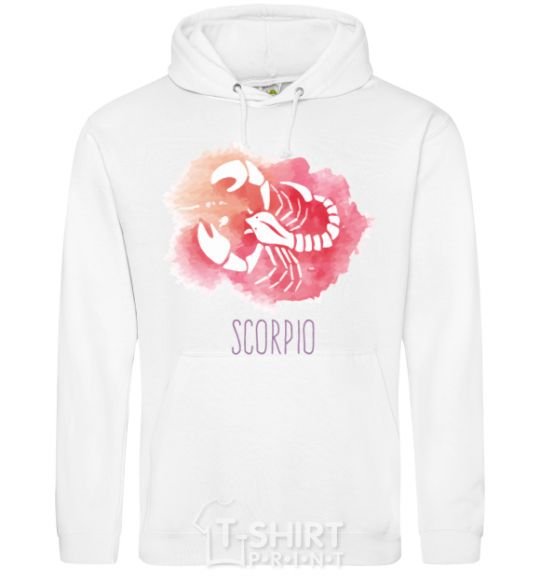 Men`s hoodie Red scorpio White фото