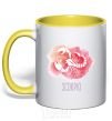 Mug with a colored handle Red scorpio yellow фото