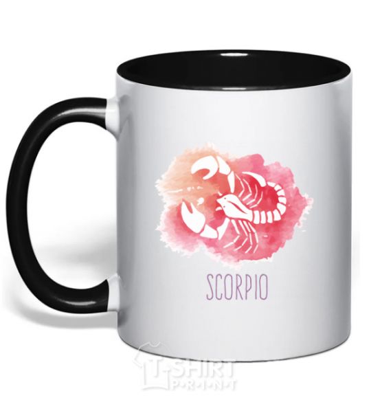 Mug with a colored handle Red scorpio black фото