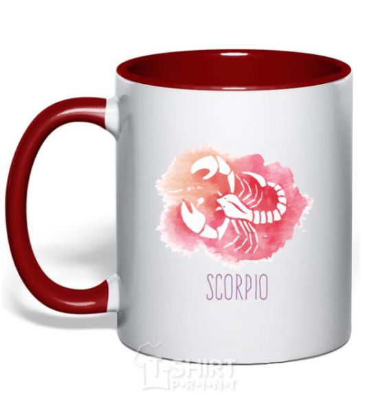 Mug with a colored handle Red scorpio red фото