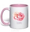 Mug with a colored handle Red scorpio light-pink фото