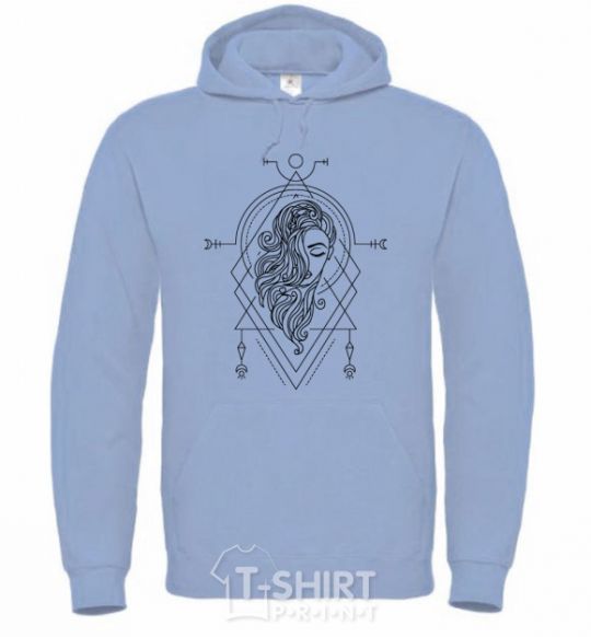Men`s hoodie Virgo rhombus sky-blue фото