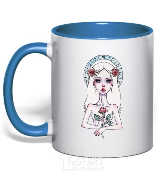 Mug with a colored handle Virgo roses royal-blue фото