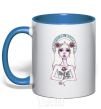 Mug with a colored handle Virgo roses royal-blue фото