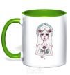 Mug with a colored handle Virgo roses kelly-green фото